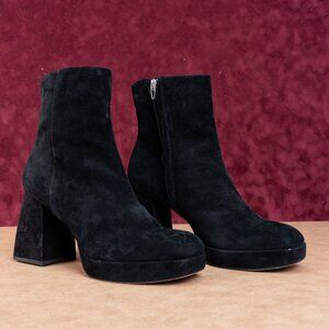 Dolce Vita Women Ulyses Black Suede Retro 60s Platform Ankle Boots Size 9